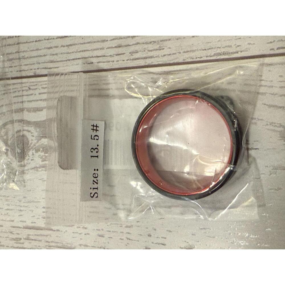 NUNCAD 8mm Tungsten Carbide Ring Men's with Velvet Pouch‎ - Size 13.5 Black Red